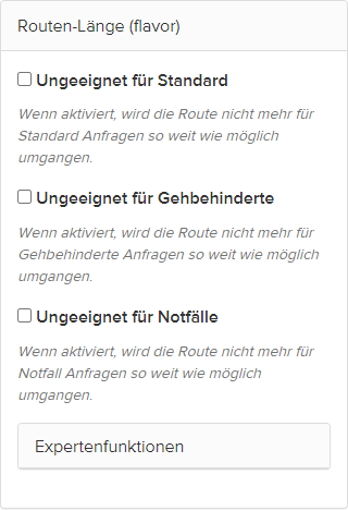 Abbildung 11: Einstellungen für Routen-Attribute.