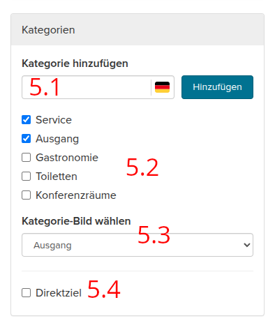 Abbildung 6: Einstellungen der Kategorien